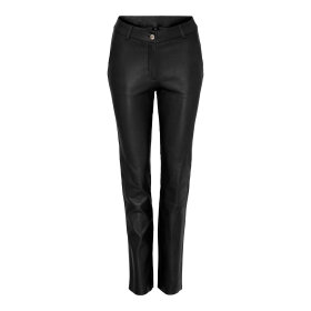 NOTYZ - SUEDE STRETCH PANTS STRAIGHT | BLACK W/LIGHT GOLD