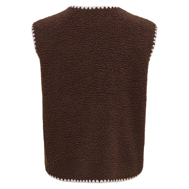 JDY - SIMINA TEDDY STITCH WAISTCOAT | CHOCOLATE BROWN/CD CLOUD DANCER