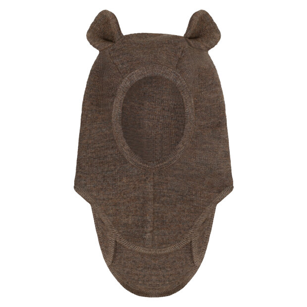 HUTTELIHUT - BALACLAVA EARS WOOL RIB | BROWN MELANGE