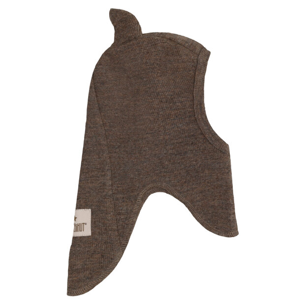 HUTTELIHUT - BALACLAVA EARS WOOL RIB | BROWN MELANGE