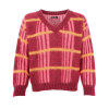 BLACK COLOUR - ERNA V-NECK JUMPER | BURGUNDY