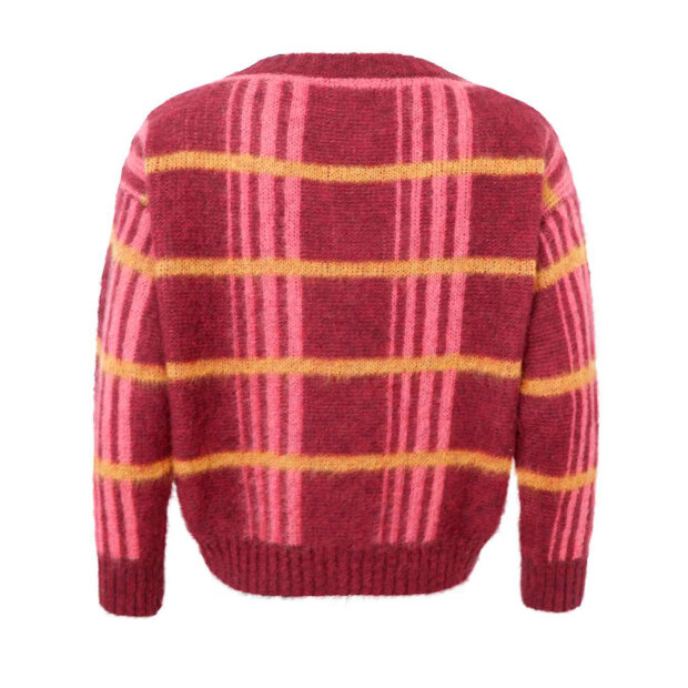 BLACK COLOUR - ERNA V-NECK JUMPER | BURGUNDY