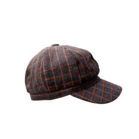 BLACK COLOUR - ROSINA CHECKED CAP | DK. GREY