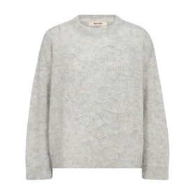 MOS MOSH - AROA BERNAT EMB KNIT | LIGHT GREY MELANGE