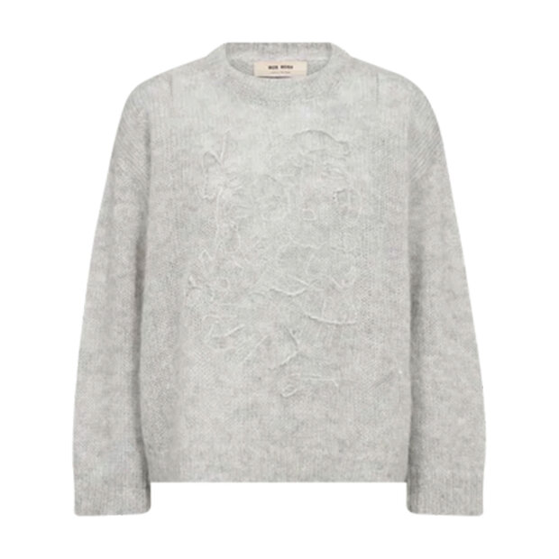 MOS MOSH - AROA BERNAT EMB KNIT | LIGHT GREY MELANGE