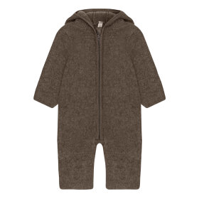 HUTTELIHUT - PRAM SUIT EARS WOOL FLEECE | BROWN MELANGE HUTTELIHUT - PRAM SUIT EARS WOOL FLEECE | BROWN MELANGE