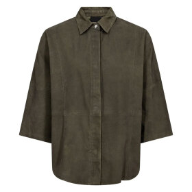 DEPECHE - TENNA SUEDE SHIRT | KHAKI
