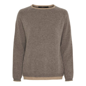 BTF CPH - ASTRID CASHMERE PULLOVER | ASH BROWN W/LT. CAMEL