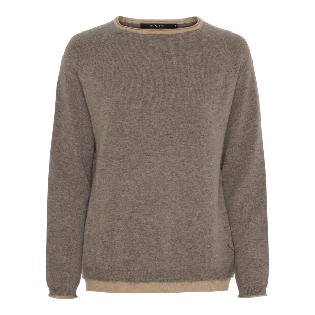 BTF CPH - ASTRID CASHMERE PULLOVER | ASH BROWN W/LT. CAMEL