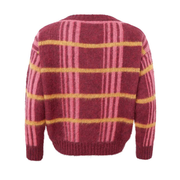 BLACK COLOUR - ERNA V-NECK JUMPER | BURGUNDY