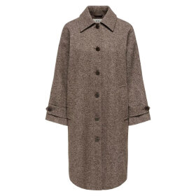 JDY - VINGA HERRINGBONE LONG COAT | CHOCOLATE TORTE HERRINGBONE