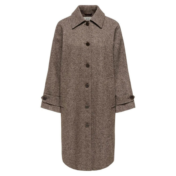 JDY - VINGA HERRINGBONE LONG COAT | CHOCOLATE TORTE HERRINGBONE