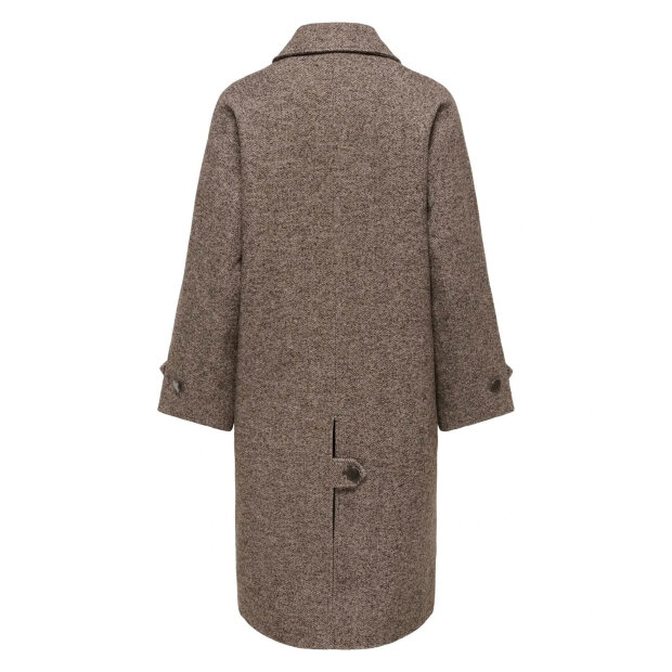 JDY - VINGA HERRINGBONE LONG COAT | CHOCOLATE TORTE HERRINGBONE