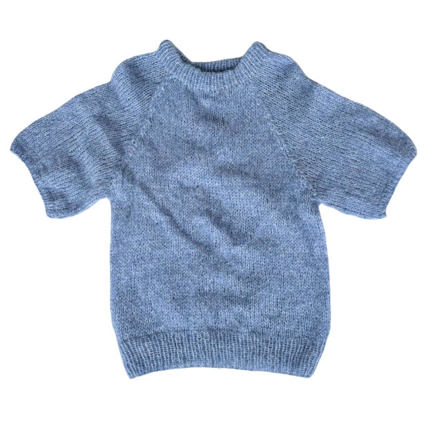 COFFEE BEANIES - IDA KNIT SHORT SLEEVE FLUFFY | PEI BLUE