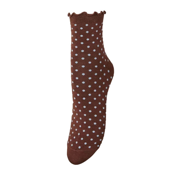 BECK SØNDERGAARD - DOTTED FRILLA SHORT SOCK | CHOCOLATE BROWN
