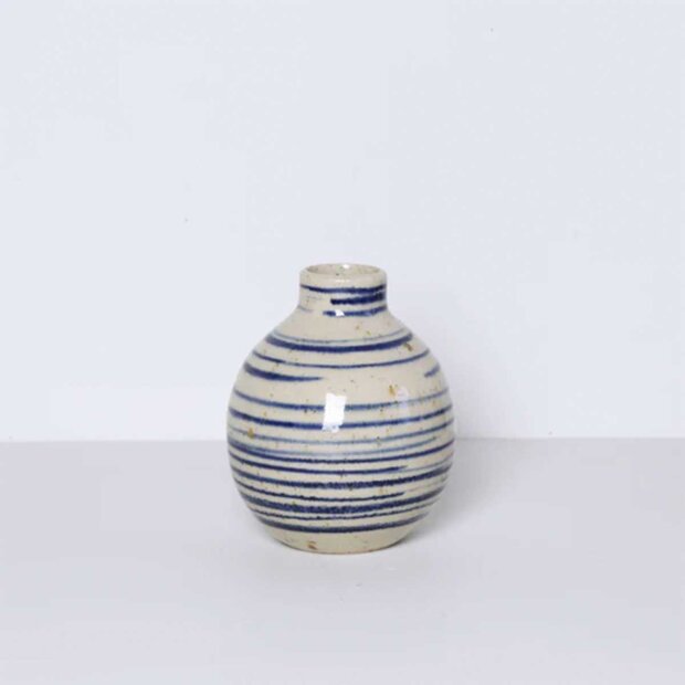 BORNHOLMS KERAMIKFABRIK - BUBBLE VASE | BLUE PINSTRIPE