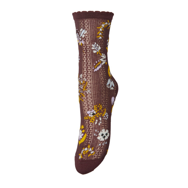 BECK SØNDERGAARD - FIORA COTTA SOCK | MAROON BROWN