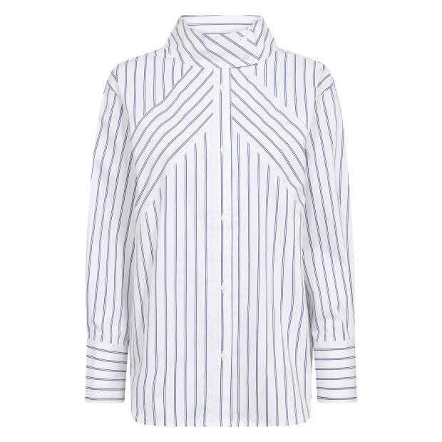 CO COUTURE - SOMO STRIPE FUNNEL NECK SHIRT | WHITE