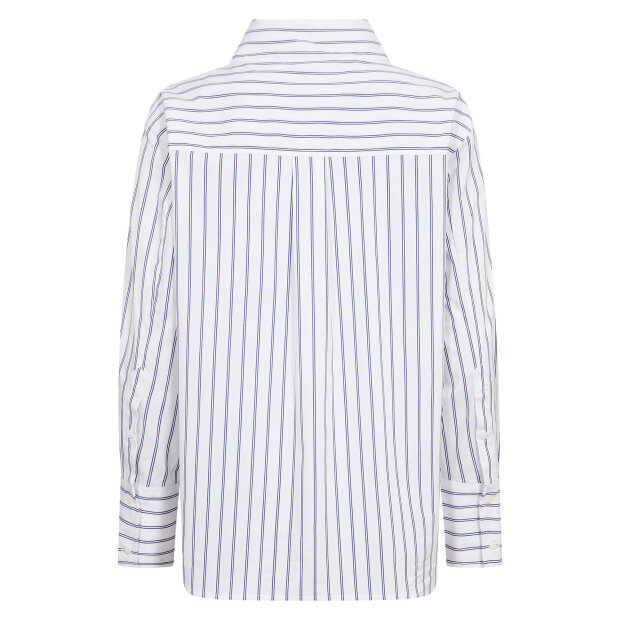 CO COUTURE - SOMO STRIPE FUNNEL NECK SHIRT | WHITE