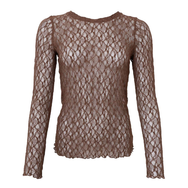 BLACK COLOUR - CECILY LACE BLOUSE | COFFEE