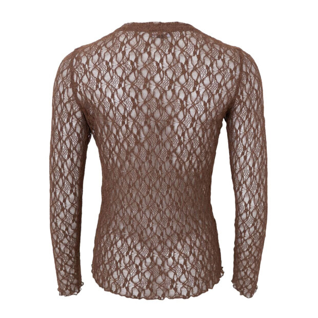 BLACK COLOUR - CECILY LACE BLOUSE | COFFEE