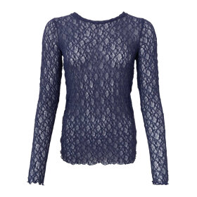 BLACK COLOUR - CECILY LACE BLOUSE | NAVY