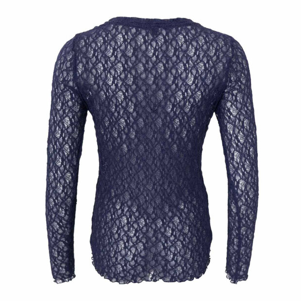 BLACK COLOUR - CECILY LACE BLOUSE | NAVY