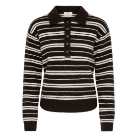 JDY - CHLOE L/S POLO PULLOVER | CHOCOLATE BROWN