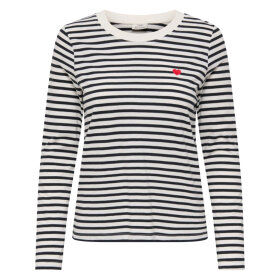 JDY - PISA L/S PRINT TOP | CLOUD DANCER/NEW STRIPE BLACK