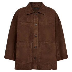 DEPECHE - TONJA SUEDE OVERSIZE SHIRT | WOOD