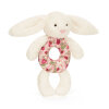 JELLYCAT - BLOSSOM CREAM BUNNY 'BERRY' RING RATTLE JELLYCAT - BLOSSOM CREAM BUNNY 'BERRY' RING RATTLE