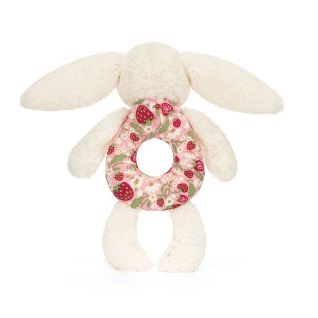 JELLYCAT - BLOSSOM CREAM BUNNY 'BERRY' RING RATTLE