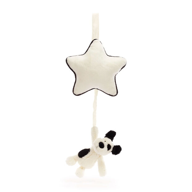 JELLYCAT - BASHFUL RUFFERTY BLACK & CREAM PUPPY MUSICAL PULL