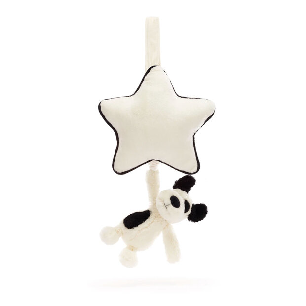 JELLYCAT - BASHFUL RUFFERTY BLACK & CREAM PUPPY MUSICAL PULL