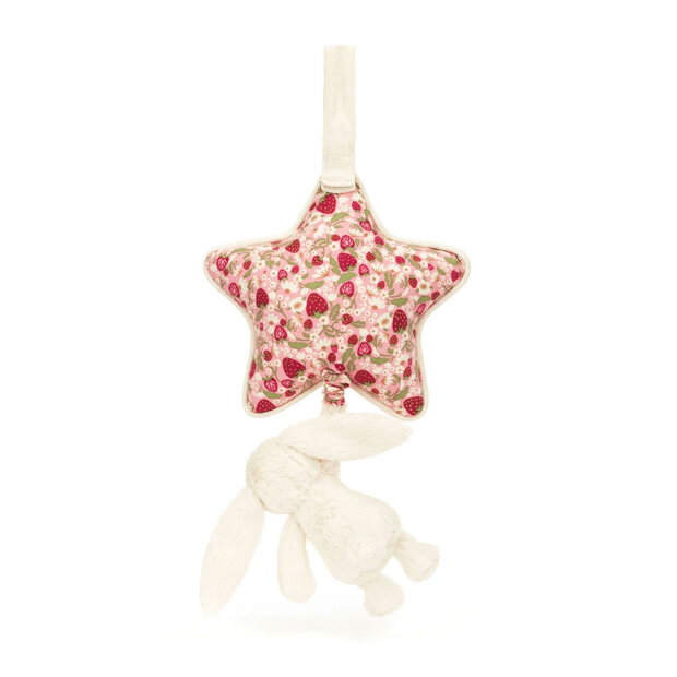 JELLYCAT - BLOSSOM CREAM BUNNY 'BERRY' MUSICAL PULL