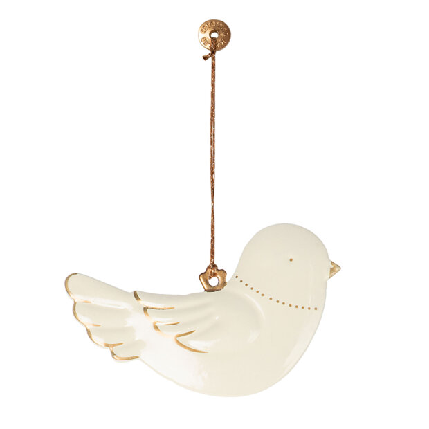 MAILEG - METALOPHÆNG, FUGL | OFF WHITE/GULD