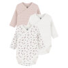 PETIT BATEAU - 3-PAK BODY LS M/KRYDSLUK | FLORAL/STRIB/HVID