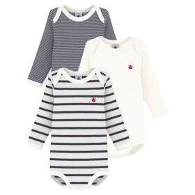 PETIT BATEAU - 3-PAK BODY LS M/RUND HALS | STRIBER