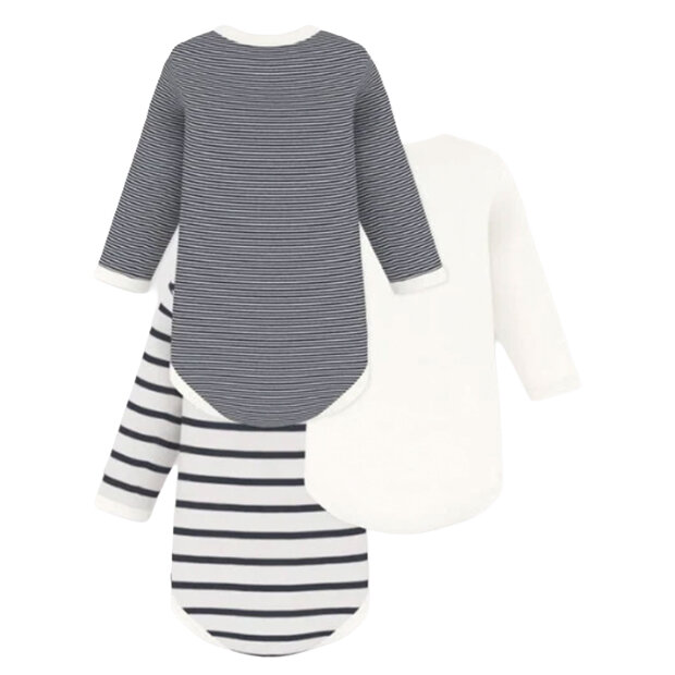 PETIT BATEAU - 3-PAK BODY LS M/RUND HALS | STRIBER