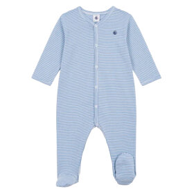 PETIT BATEAU - SLEEPSUIT STRIBET M/FØDDER | STRIBET BLÅ