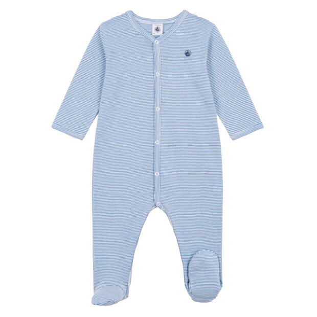 PETIT BATEAU - SLEEPSUIT STRIBET M/FØDDER | STRIBET BLÅ