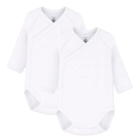 PETIT BATEAU - 2-PAK LS BODY M/KRYDSLUK | HVID