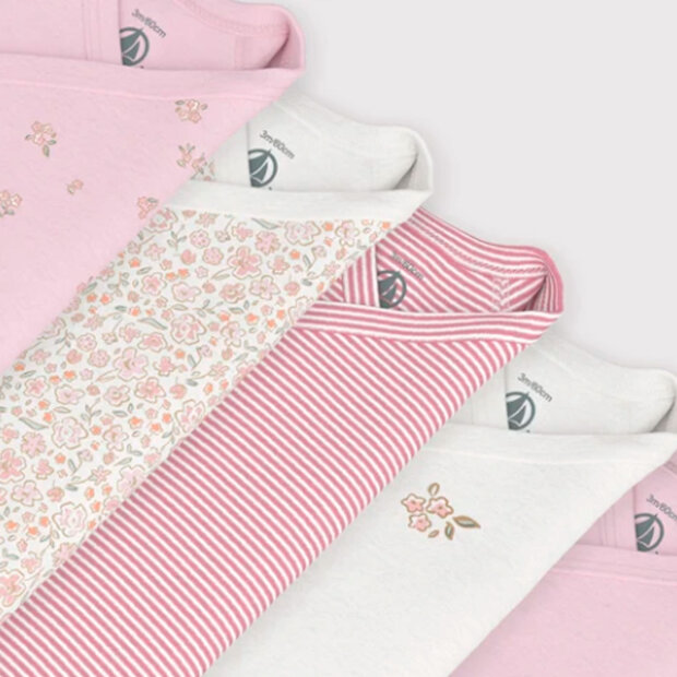PETIT BATEAU - 5- PAK BODY M/SKRÅLUK GAVEÆSKE | MULTI ROSA