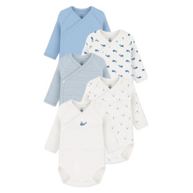 PETIT BATEAU - 5- PAK BODY M/SKRÅLUK GAVEÆSKE | MULTI BLÅ
