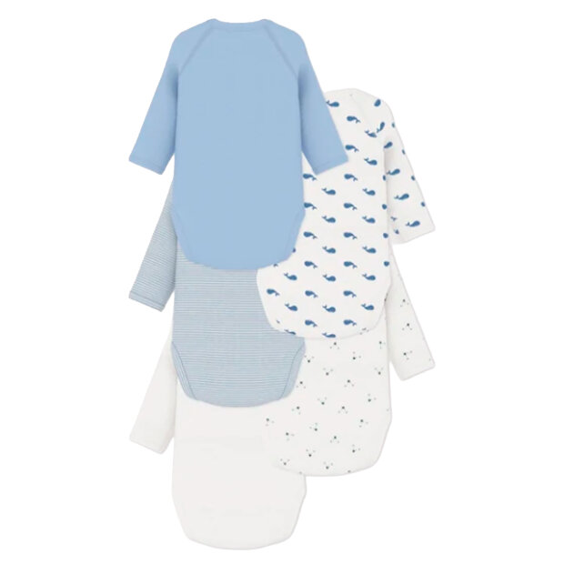 PETIT BATEAU - 5- PAK BODY M/SKRÅLUK GAVEÆSKE | MULTI BLÅ