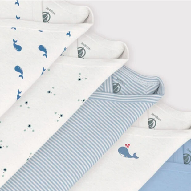 PETIT BATEAU - 5- PAK BODY M/SKRÅLUK GAVEÆSKE | MULTI BLÅ
