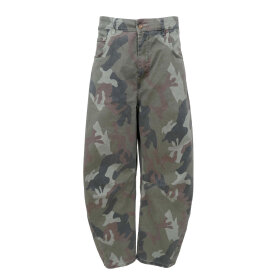 BLACK COLOUR - AILA BARREL PANTS | ARMY CAMOUFLAGE