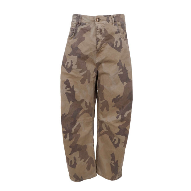 BLACK COLOUR - AILA BARREL PANTS | BROWN CAMOUFLAGE