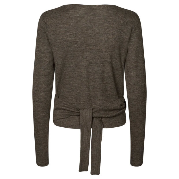 RETHINKIT STUDIOS - MERINO WOOL WRAP CARDIGAN HAZE | DARK BROWN MELANGE