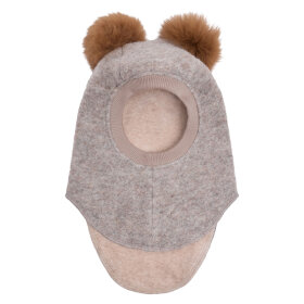 HUTTELIHUT - BALACLAVA WOOL ALPACA POMPOMS | CAMEL MELANGE